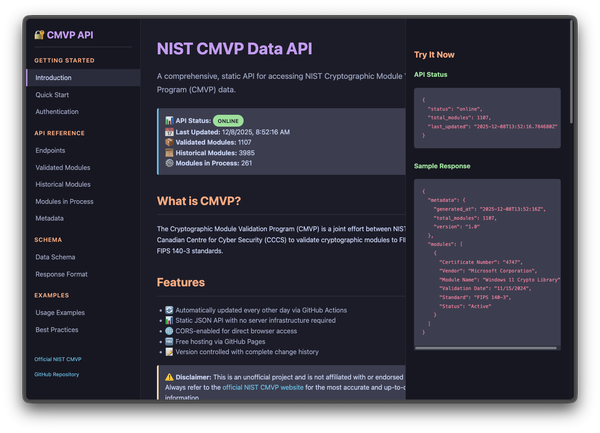 NIST CMVP API