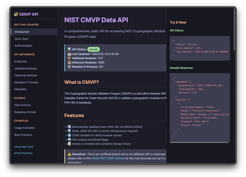 NIST CMVP API